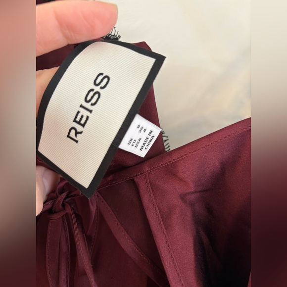 new Reiss Rowan Silk Lace-Trim Cami Top in Burgundy and black - Picture 10 of 11